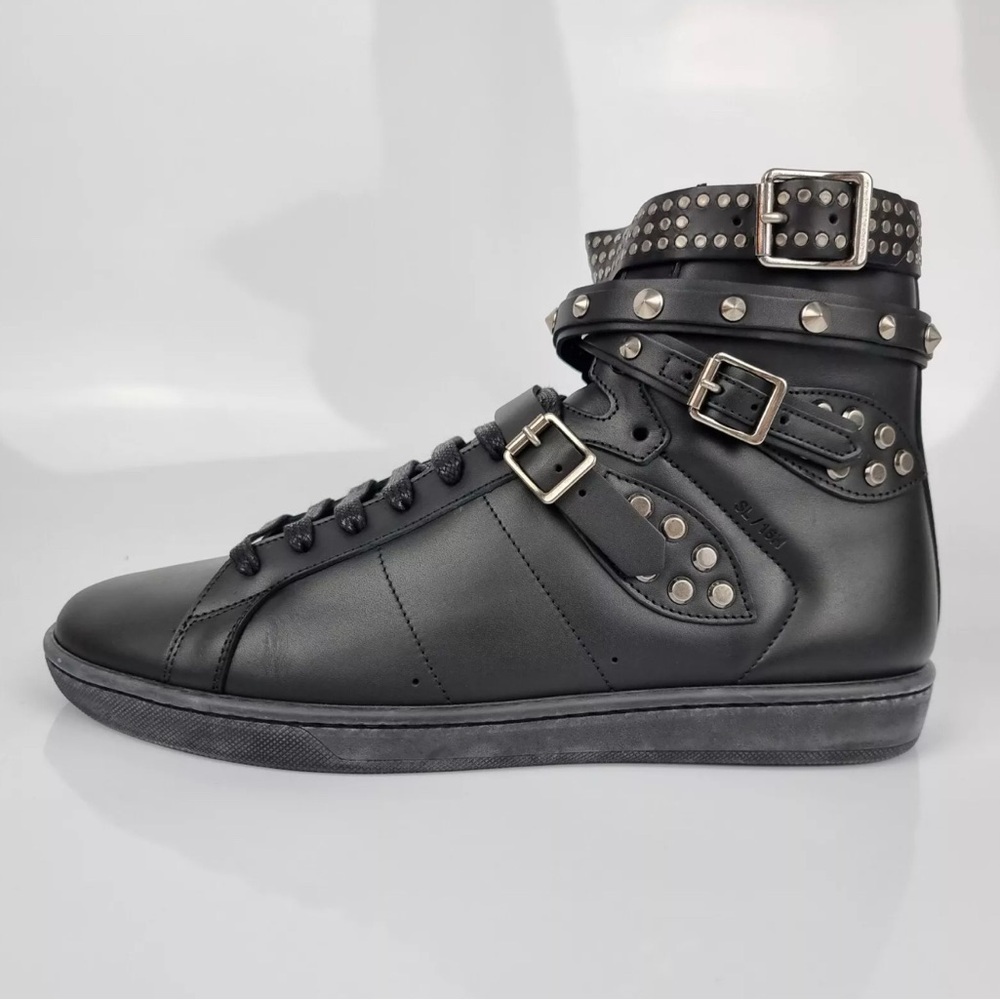 Saint Laurent Black High Top Belted Sneakers US 8 - Picture 5 of 8